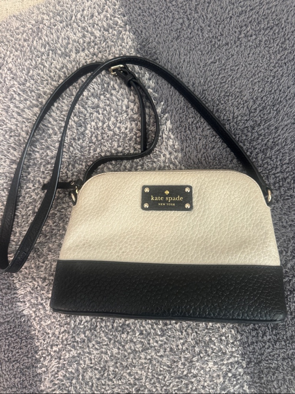 kate spade Two-Tone Black and White Pebbled Leather Crossbody